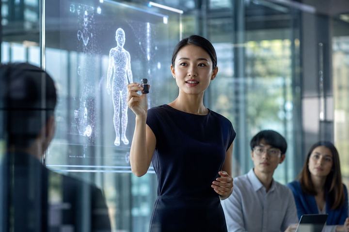 A founder demonstrating an emerging health technology